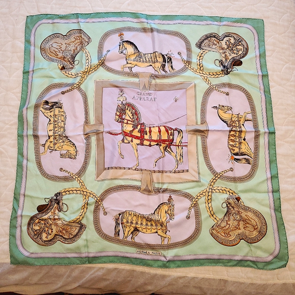 HERMÈS Grand Apparat Large Silk Square Scarf 35x35 Designed by JaquesEudel